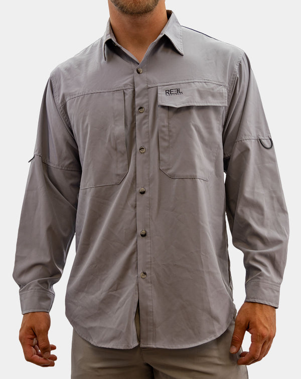 Natural Gear Men XL/XG Gray Fishing Mesh Lined Shirt Button Down Vented  Pockets hiking, Men's Fashion, Tops & Sets, Formal Shirts on Carousell