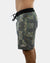 Multi-colored and black Lunkerbunker boardshorts for men with a stylish design, featuring UPF30+ 4-way stretch fabric, quick-dry technology, anti-microbial properties, fixed waist, double bonded butt seam for added strength, side zipper pocket, laser cut holes, 21" outseam and side patch pockets for ultimate fishing performance.