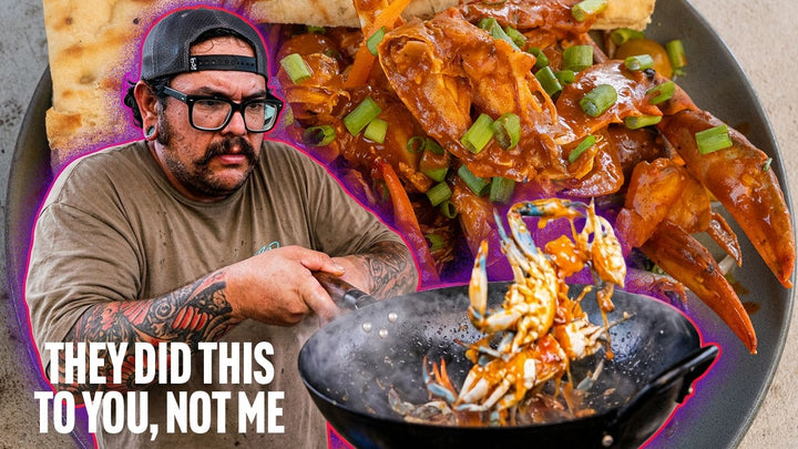 Pro Chef Given LIVE Blue Crabs and Bean Dip. 20 Minutes. Go.