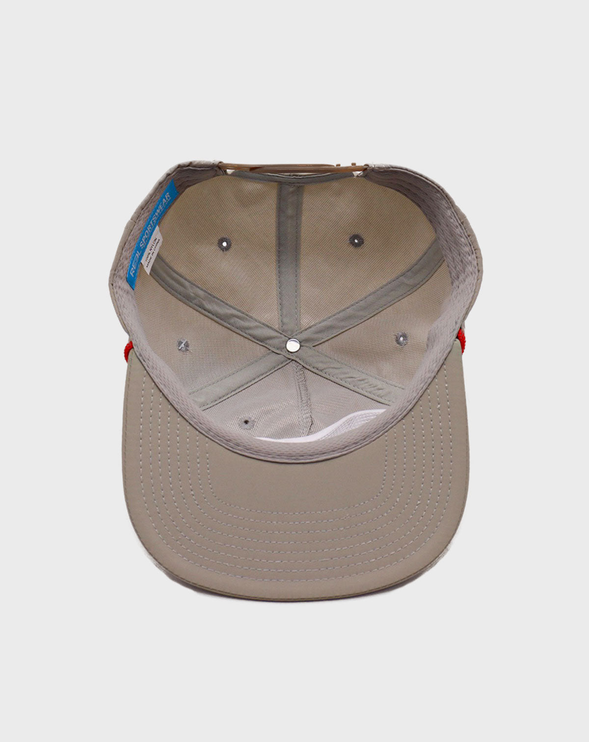 Reel Sportswear's Spooner, Grey, Red, white and blue, rope cap, fishing headwear, fishing lure cap