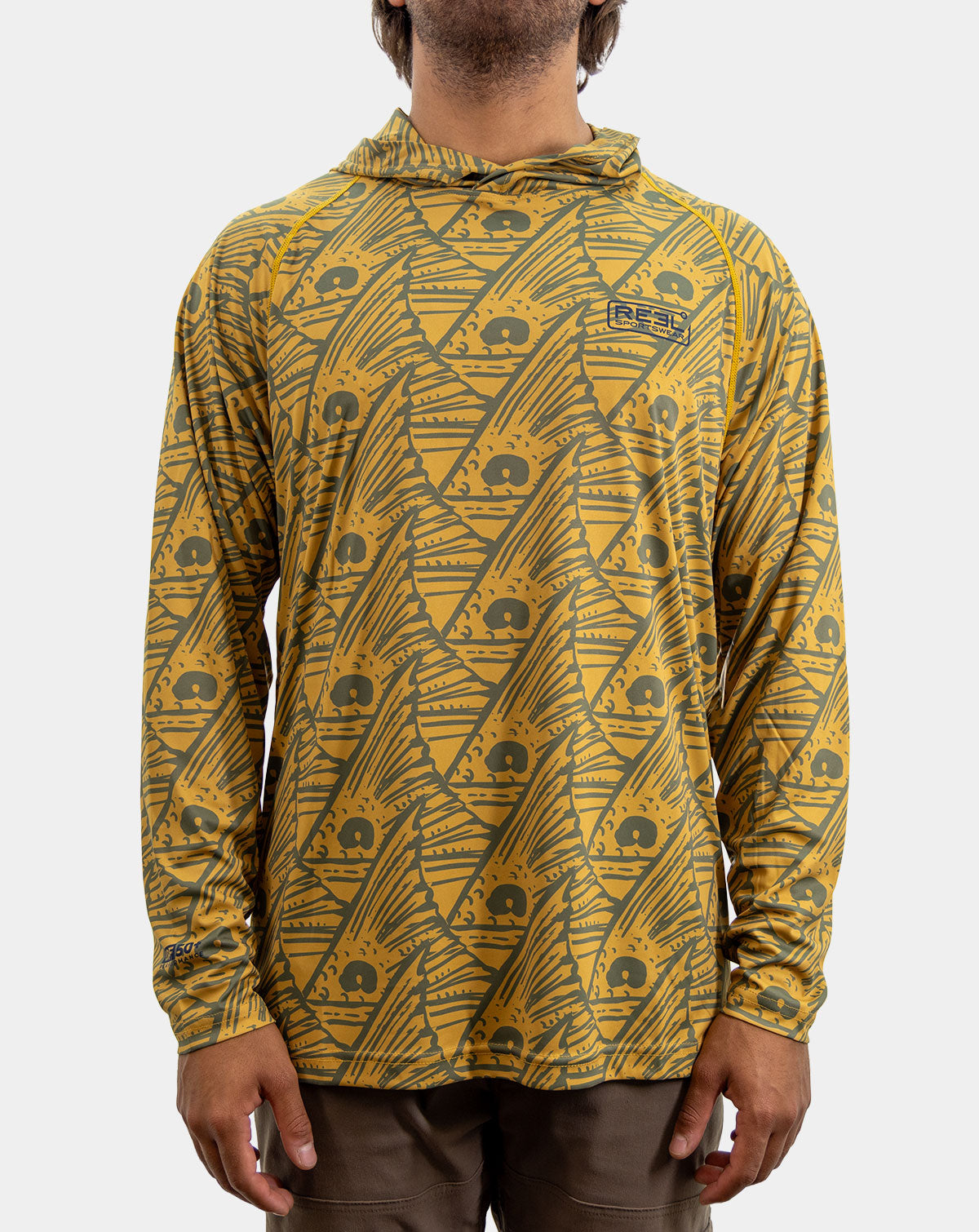 Reel Sportswear Finn Fishing Hoody yellow men's fishing hoody with UPF sun protection