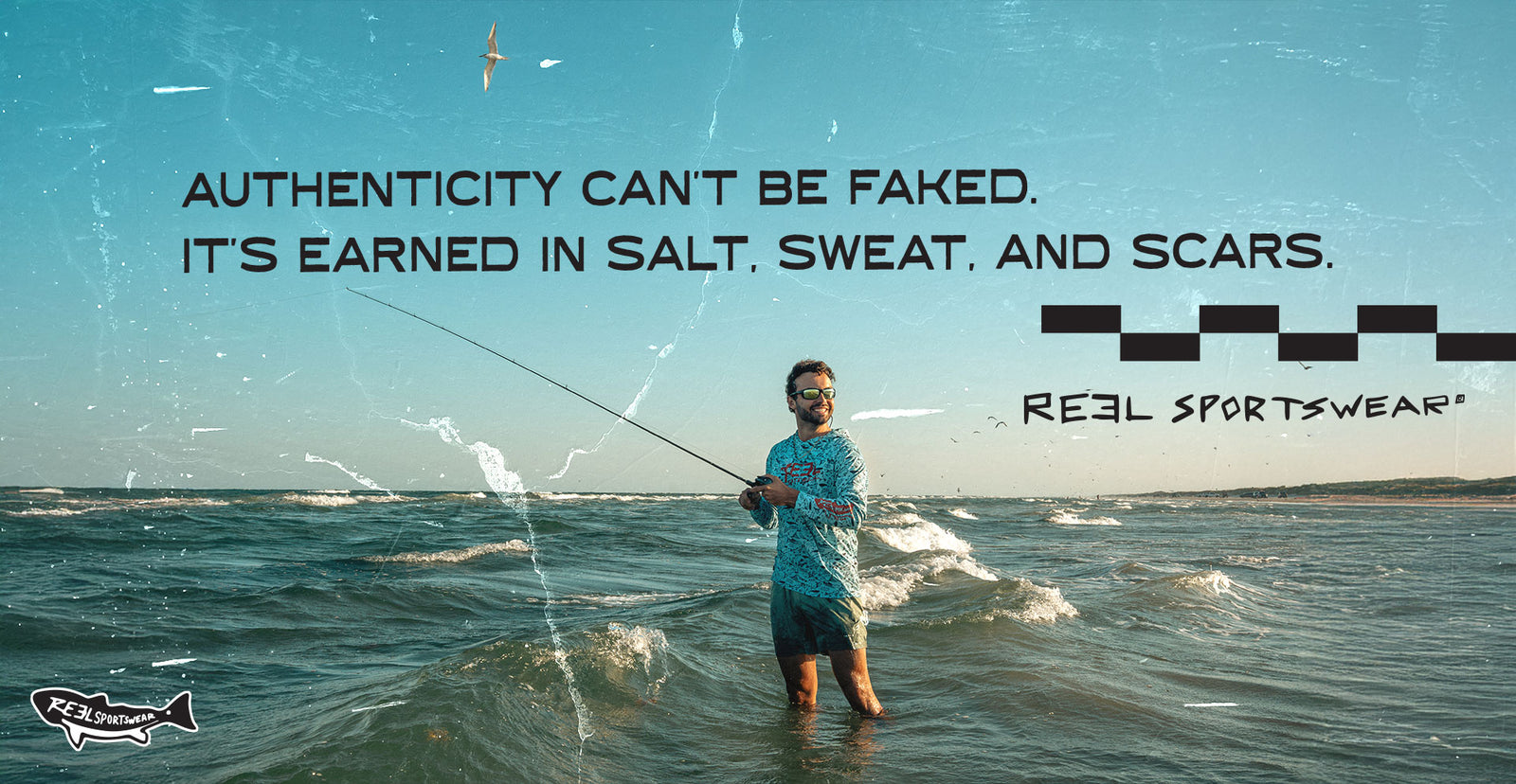 Fishing Apparel, haynie bay boat running in Texas bay. Reel Sportswear for the Ambitious, creedo