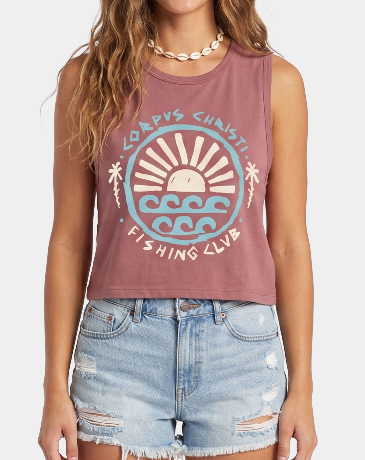 Women's Cropped fishing tank - Reel Sportswear Corpus Christi Fishing Club Tank