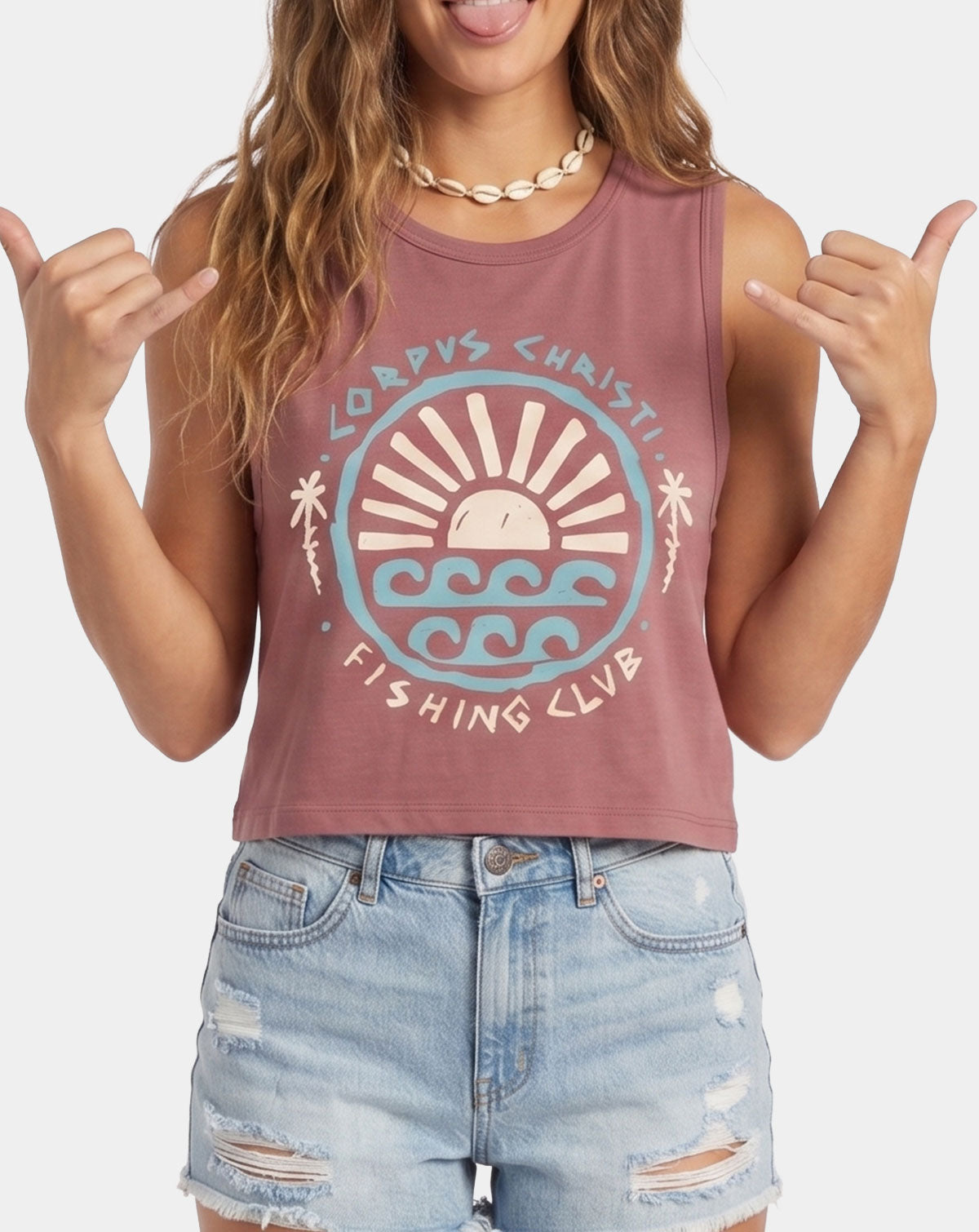 Women's Cropped fishing tank - Reel Sportswear Corpus Christi Fishing Club Tank