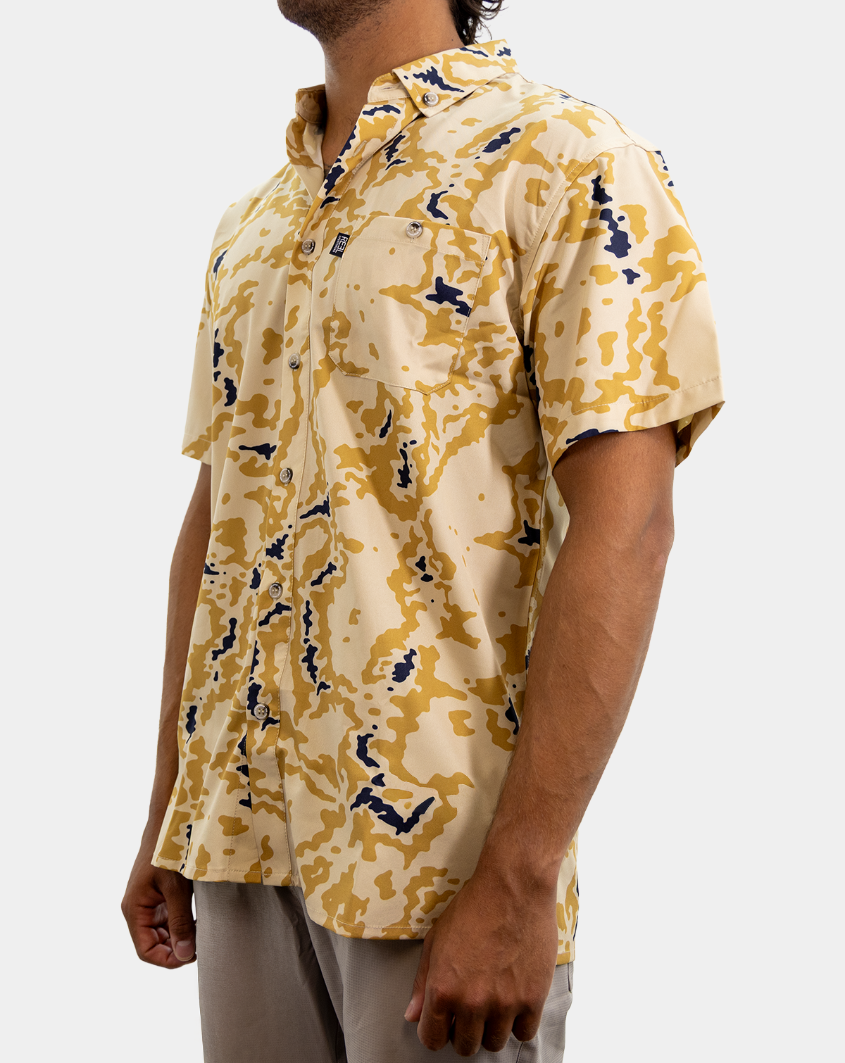 Reel Sportswear Flatlander SS Beck men's performance shirt in camo pattern