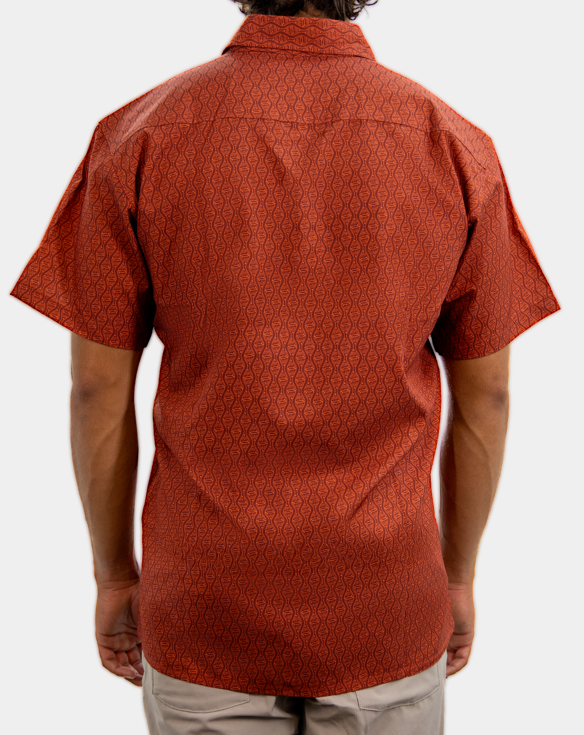 Reel Sportswear Flatlander SS Craig shirt with redfish tail pattern, short sleeve casual button down shirt with redfish pattern