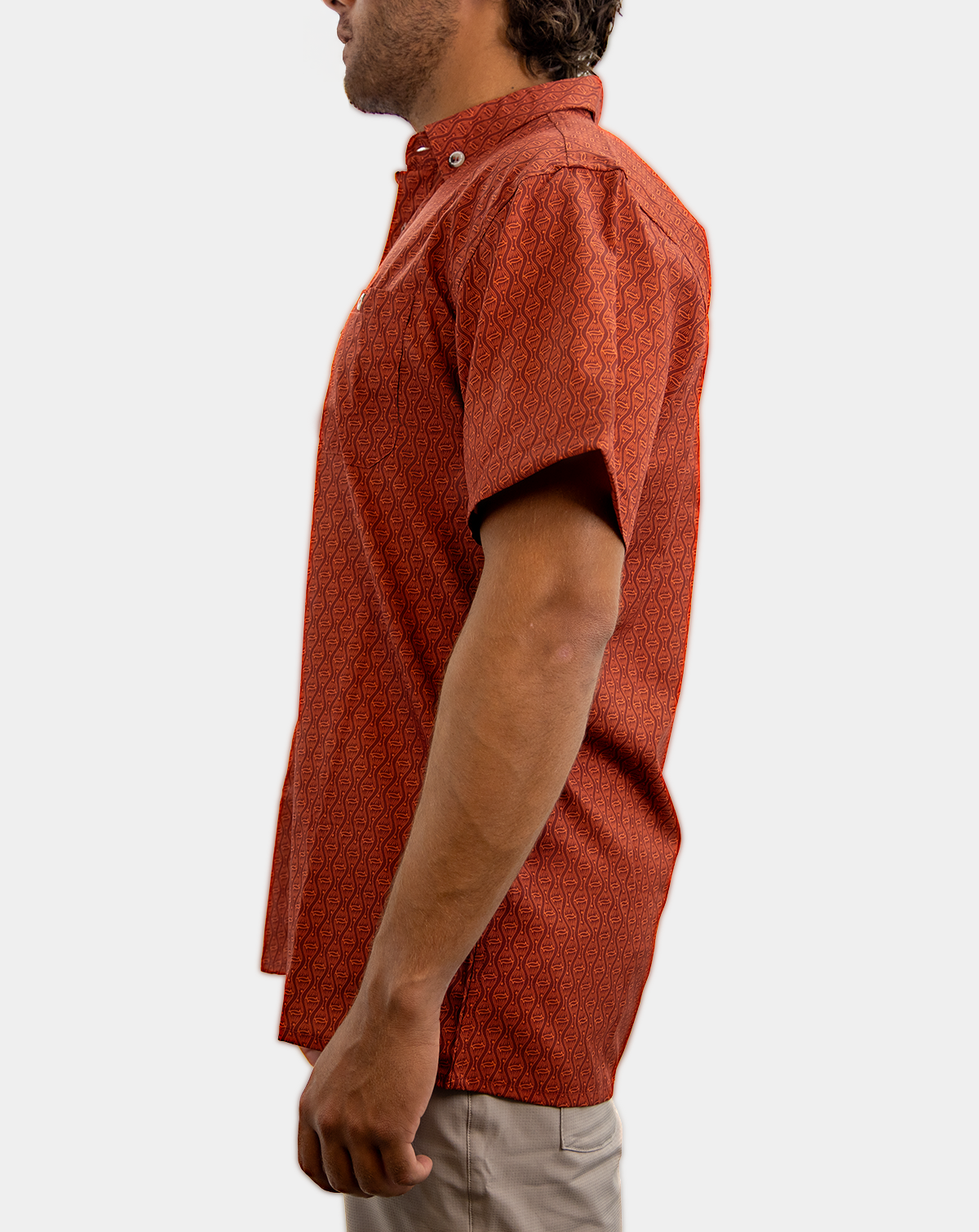 Reel Sportswear Flatlander SS Craig shirt with redfish tail pattern, short sleeve casual button down shirt with redfish pattern