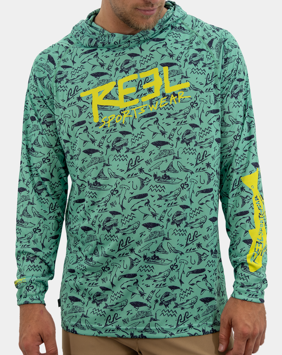 Gulf Wizard Men's Performance Fishing Hoody Reel Sportswear UPF 50+ 