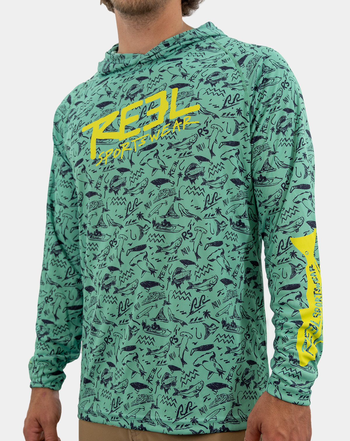 Gulf Wizard Men's Performance Fishing Hoody Reel Sportswear UPF 50+ 