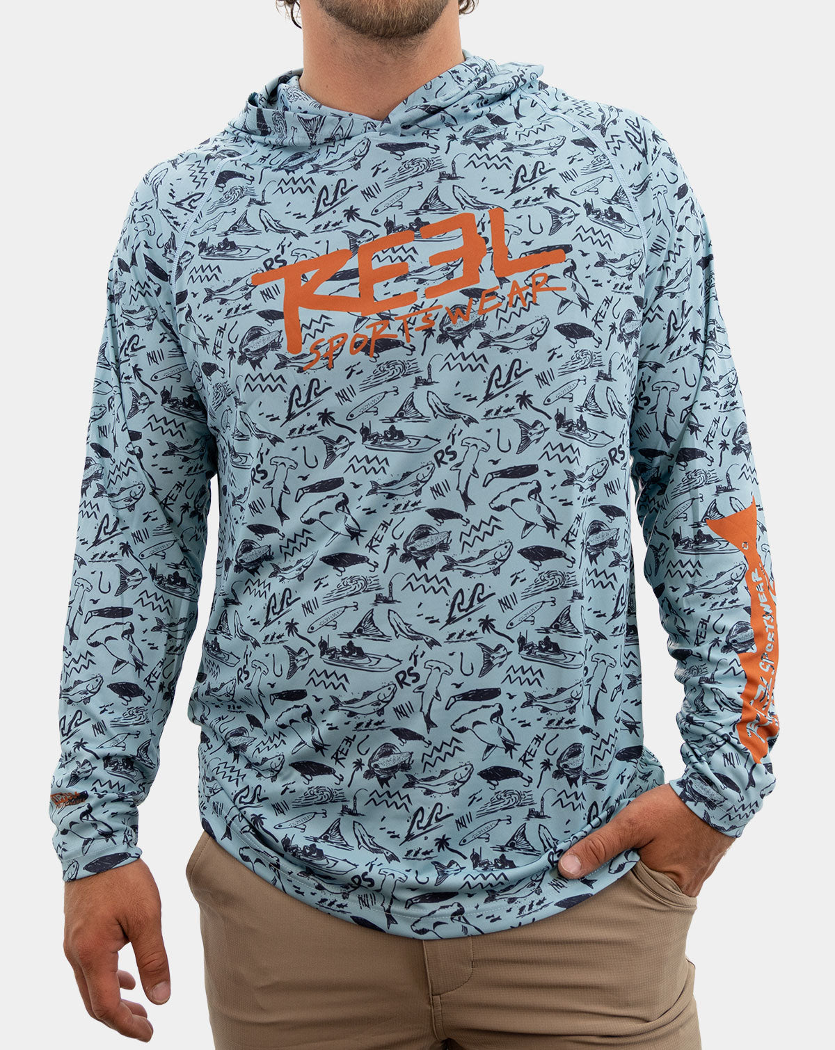 Gulf Wizard Men's Performance Fishing Hoody Reel Sportswear UPF 50+ 