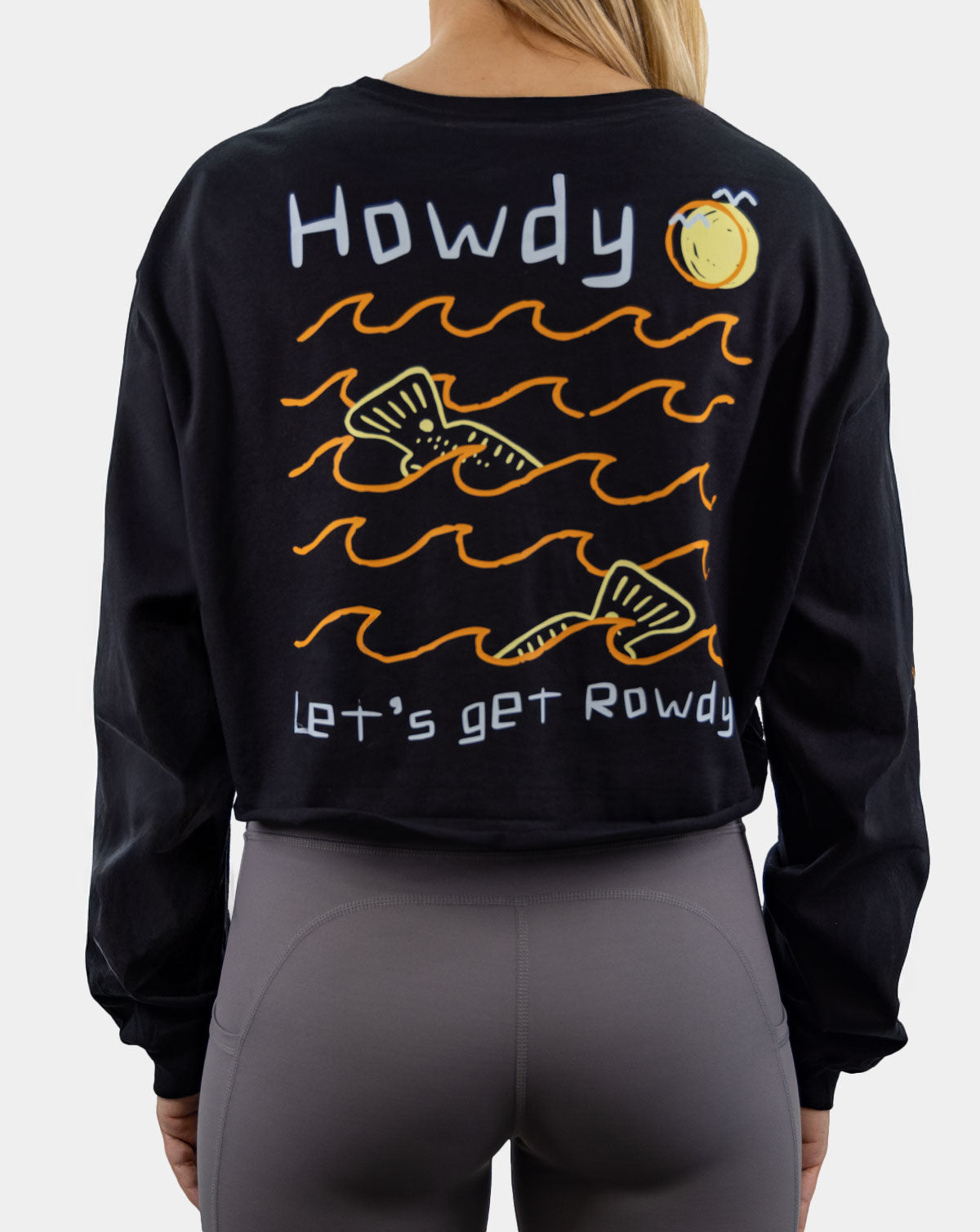 Howdy &amp; Rowdy Long sleeve Cropped fishing T-shirt, Reel Sportswear