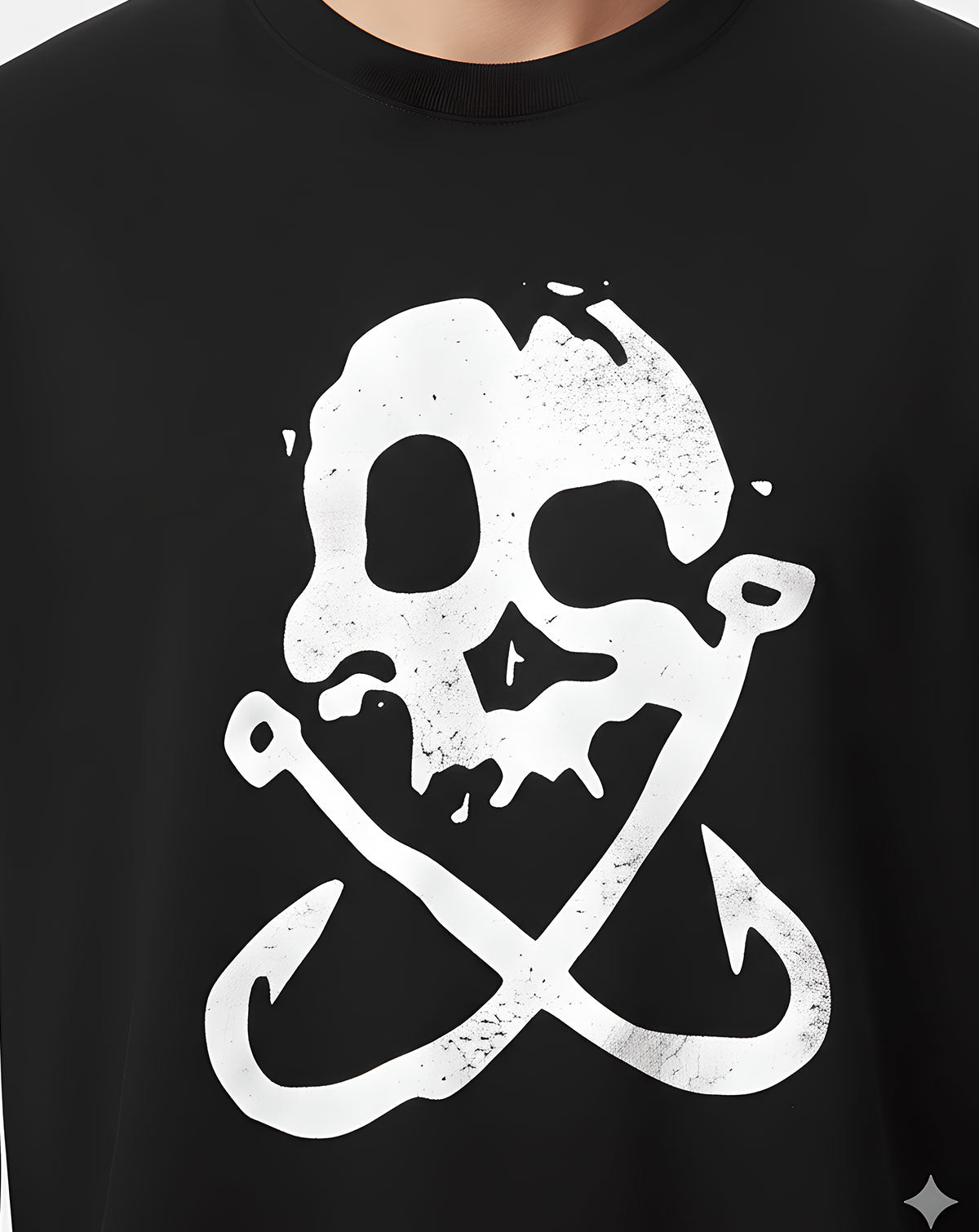 Jolly Roger - Reel Sportswear Skull and Fishing hooks, fishing graphic tee