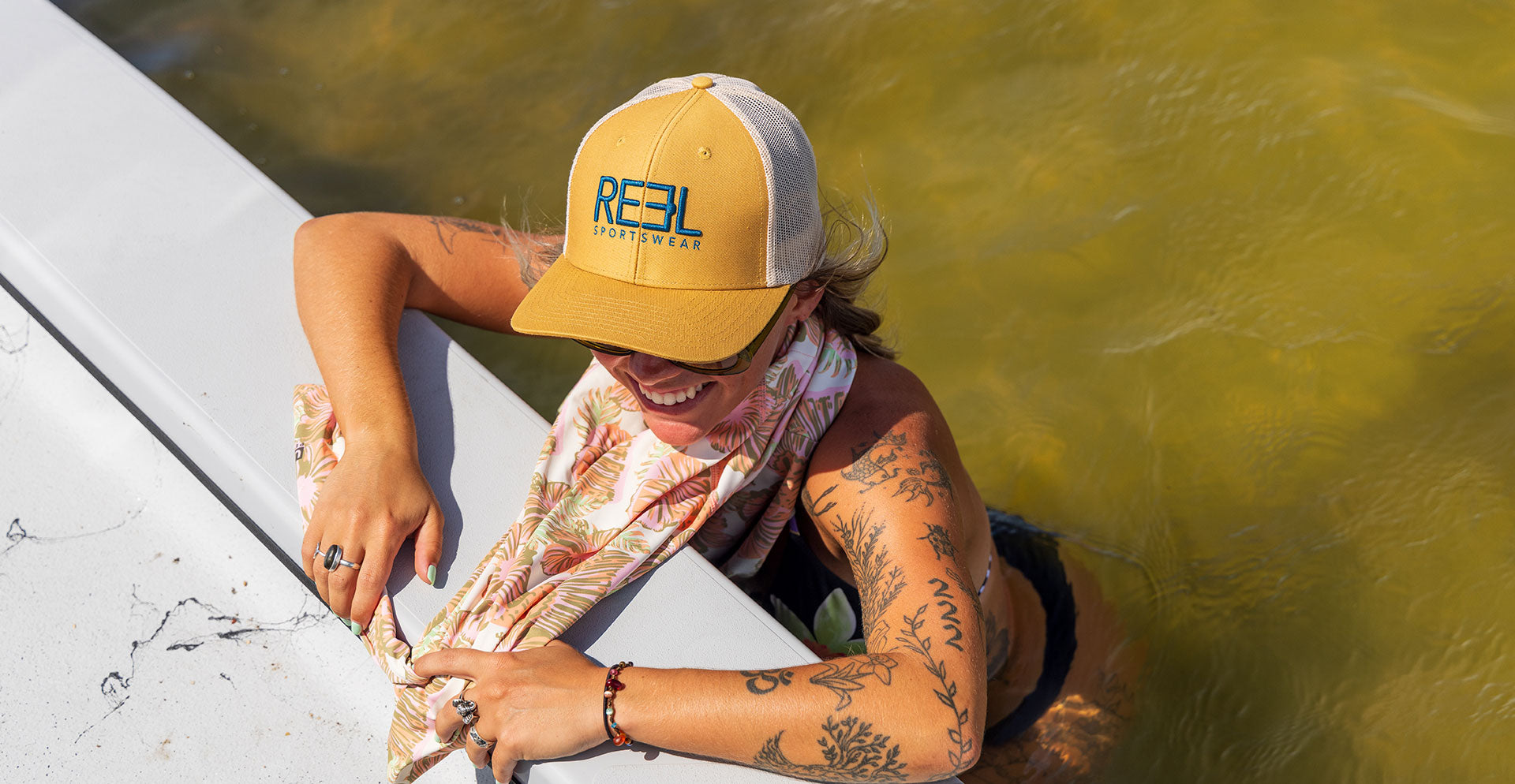 Legacy Trucker Hat, men's and women's fishing headwear. Reel Sportswear fishing headwear, caps, and lids