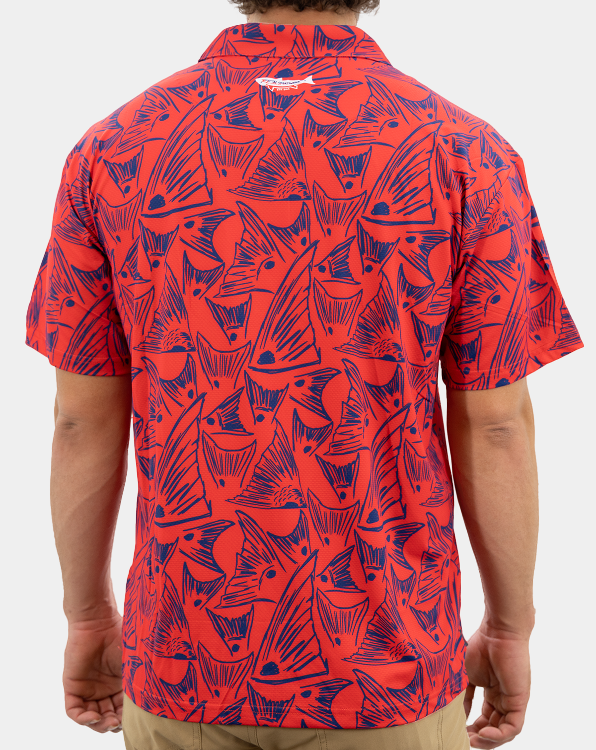 Reel Sportswear Redfish, White, Blue Polo