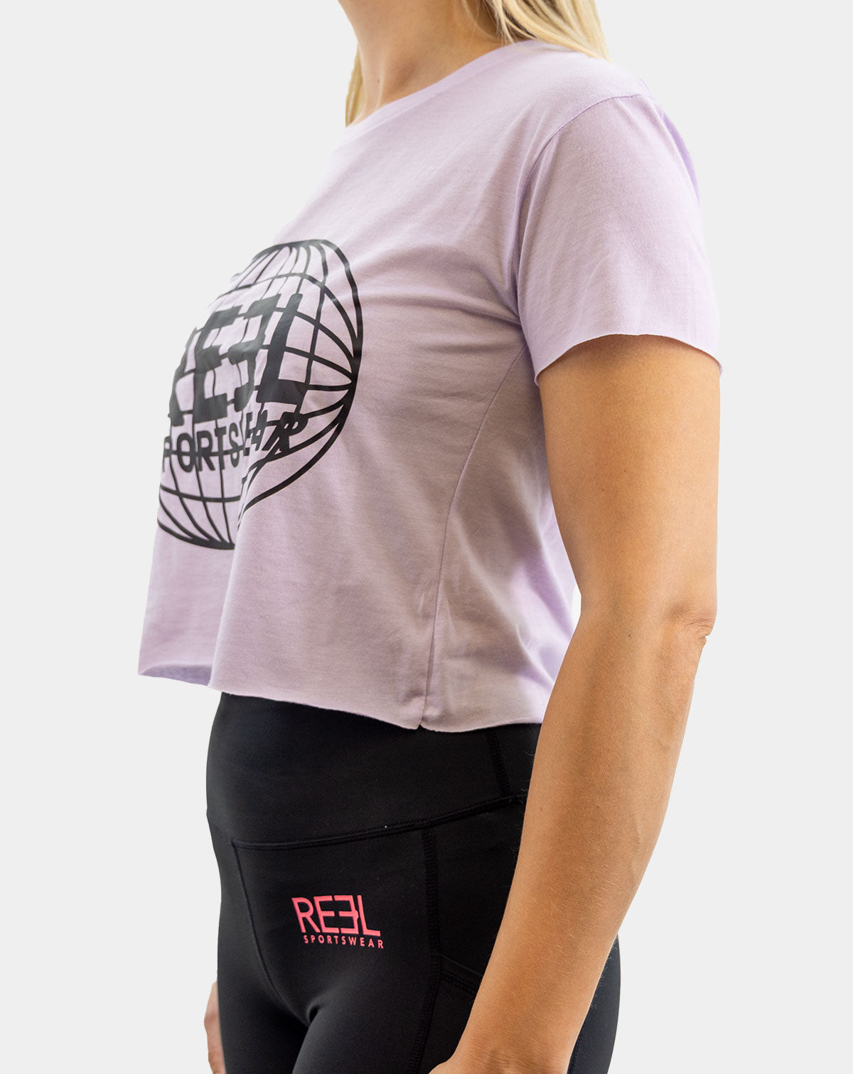 Reel Sportswear Women's Short Sleeved Cropped Tee -- Reel World beach tshirt