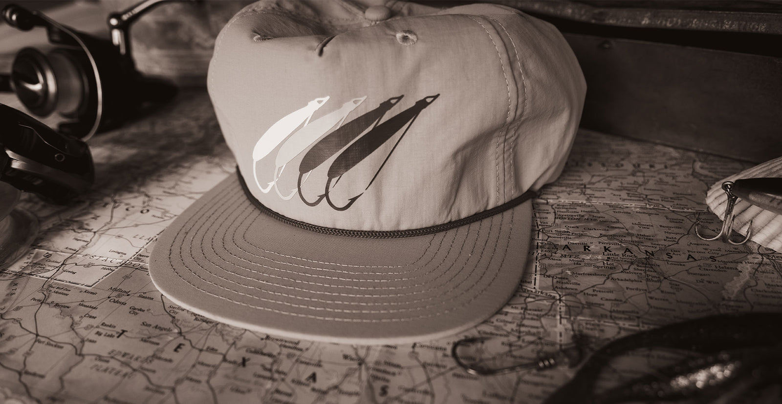 spooner Fishing Rope cap - flat brim fishing headwear - Reel Sportswear