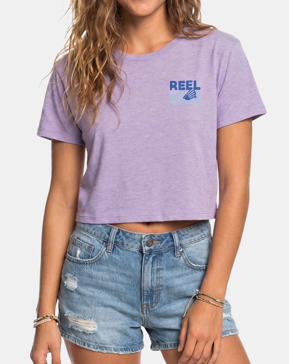 Reel Sportswear Sun & Sea Women's Fishing or Surfer lifestyle cropped Tee