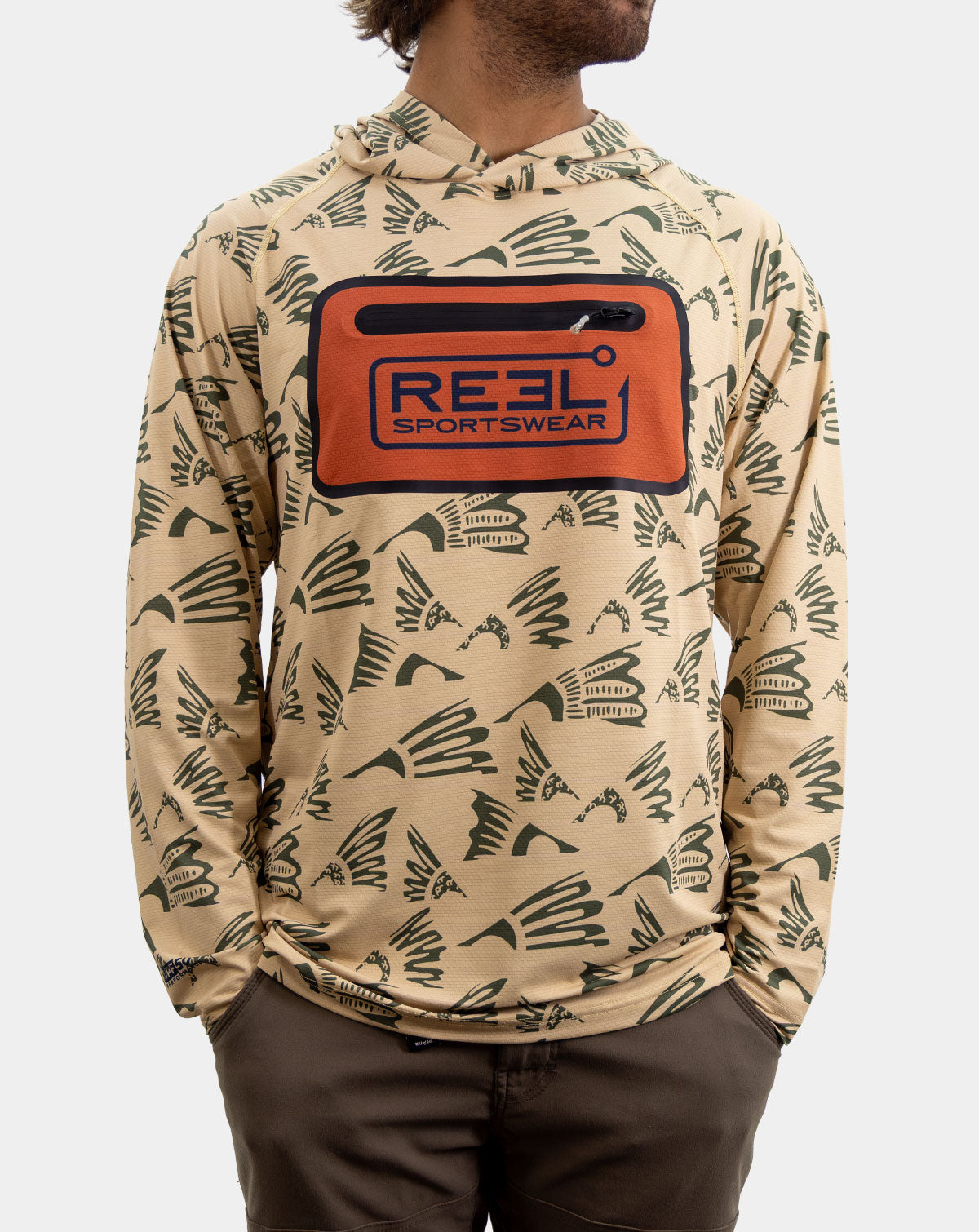 Reel Sportswear Men's fishing hoodie with front zip terminal pocket