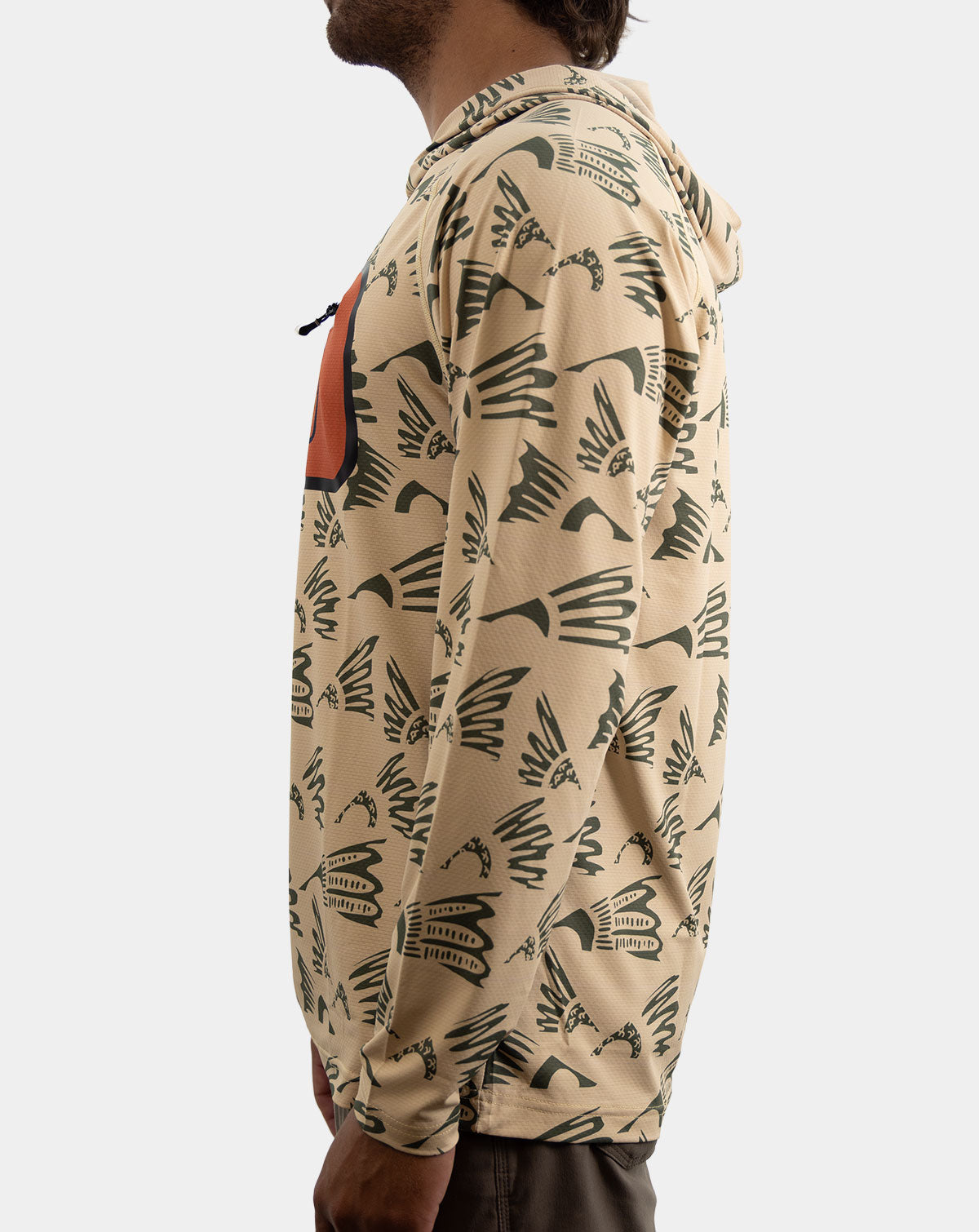 Side view men's lightweight fishing hoody for hot weather