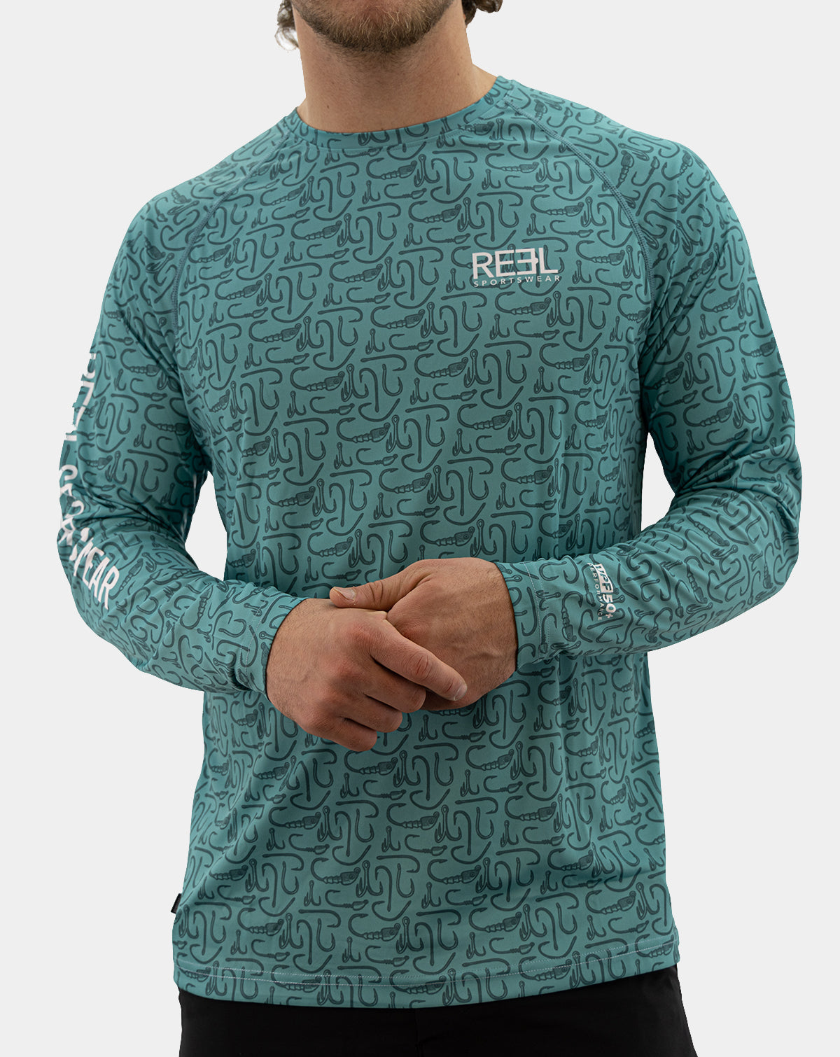 Lead Head | Teal men's fishing long sleeve shirt