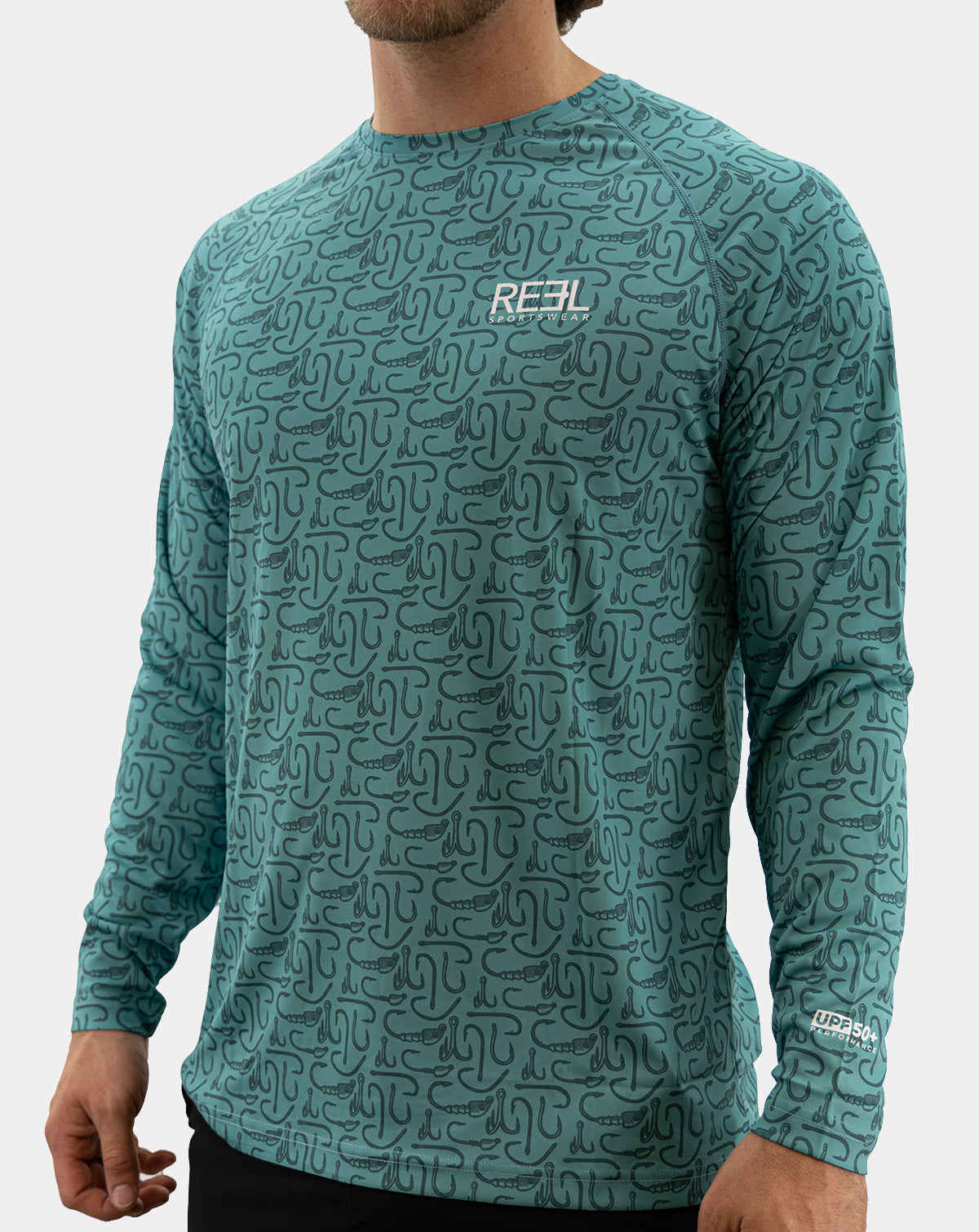 Lead Head | Teal men's fishing long sleeve shirt