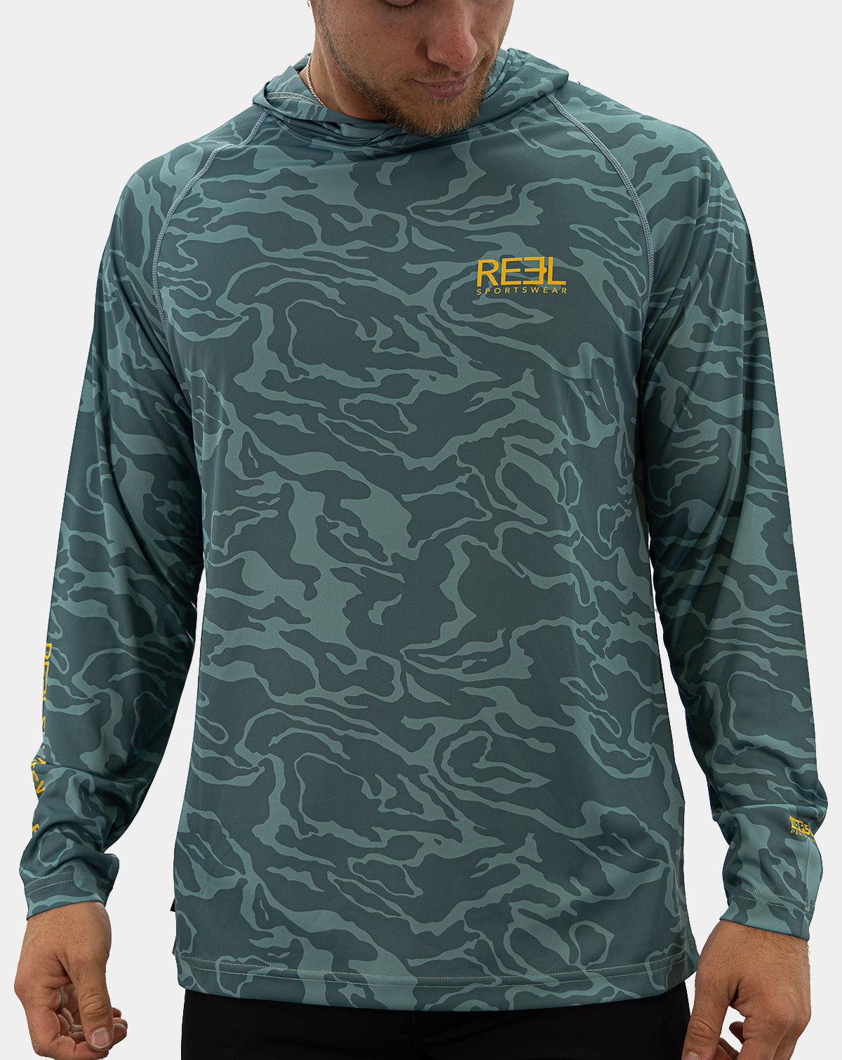 Reel Life Men’s Hooded Fishing Shirt XL Long Sleeve Light Hoodie Teal Blue  Aqua