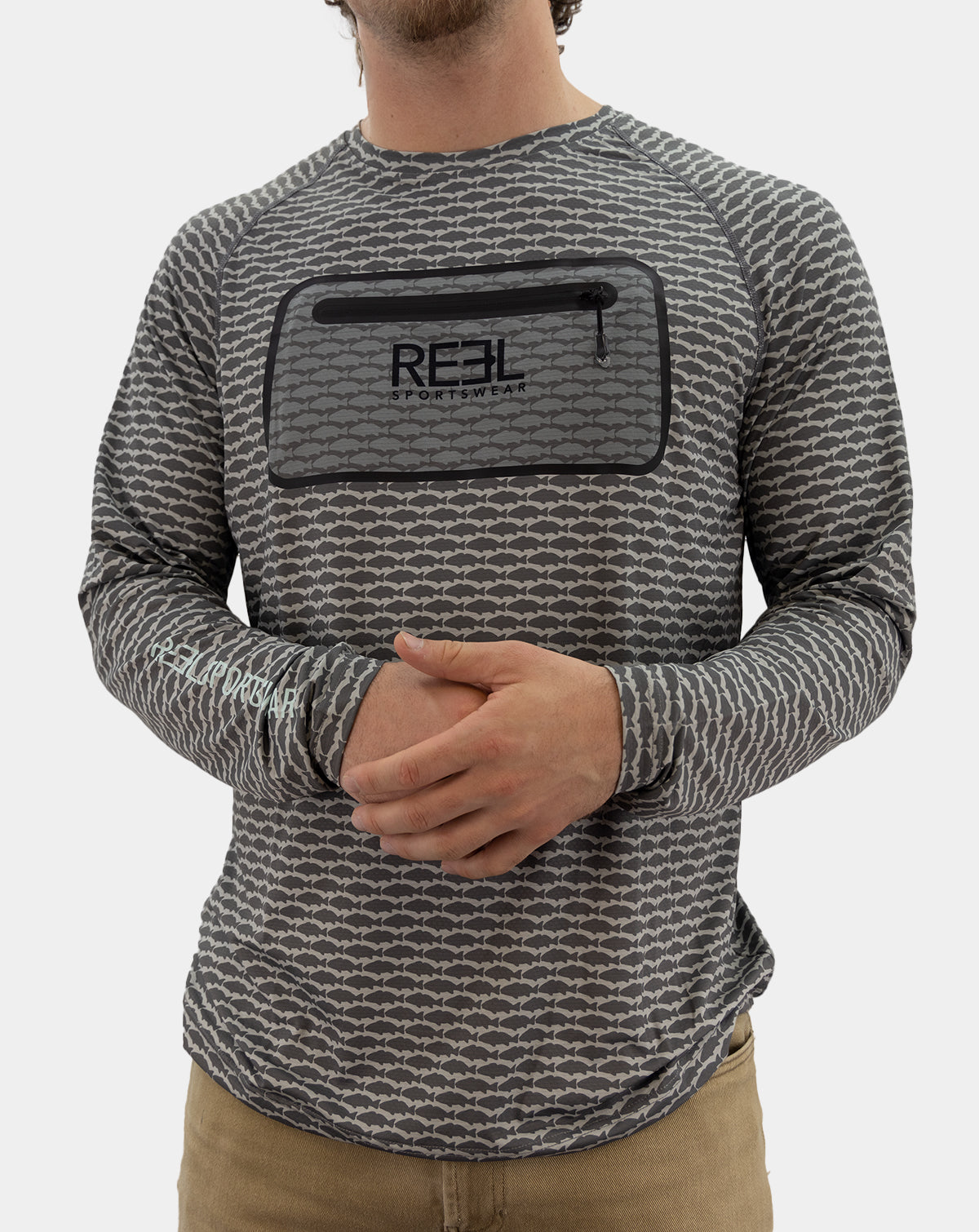 Rojo Men's Pro+ Technical performance Fishing Long Sleeve with front terminal Zipper pocket