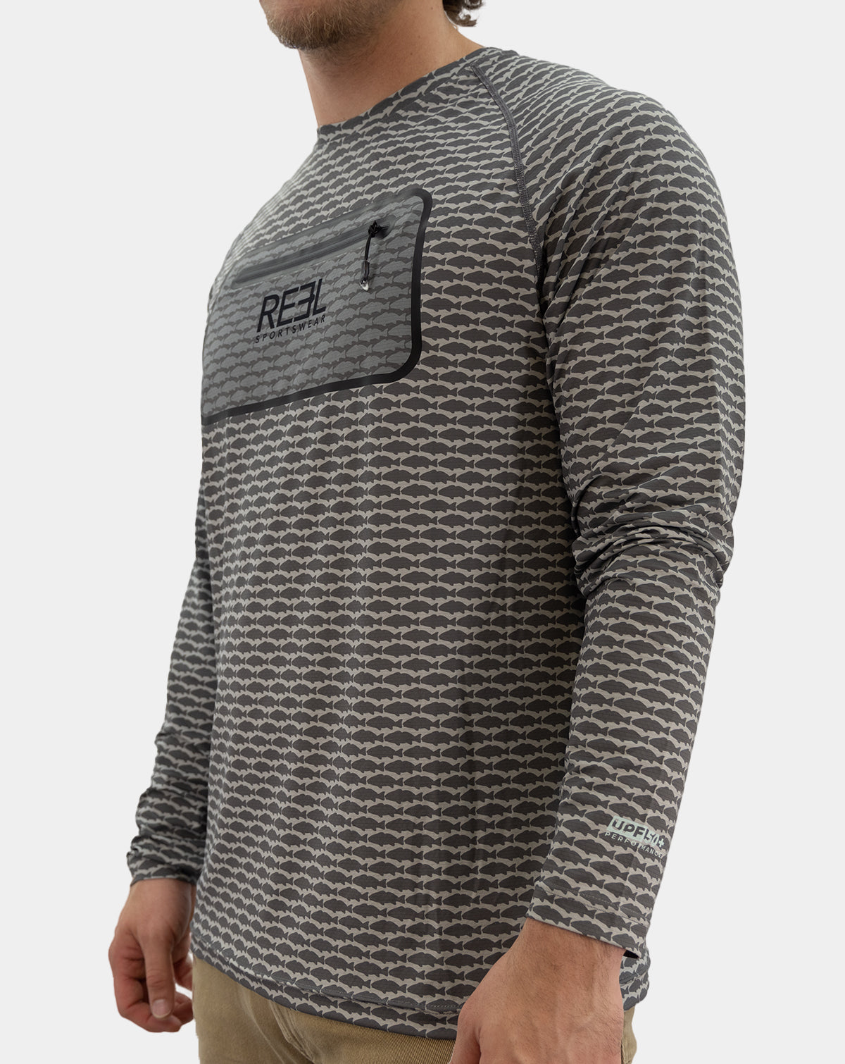 Rojo Men's Pro+ Technical performance Fishing Long Sleeve with front terminal Zipper pocket