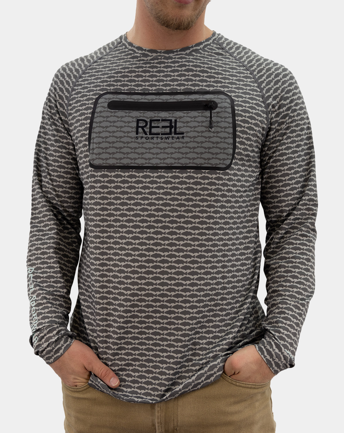 Rojo Men's Pro+ Technical performance Fishing Long Sleeve with front terminal Zipper pocket