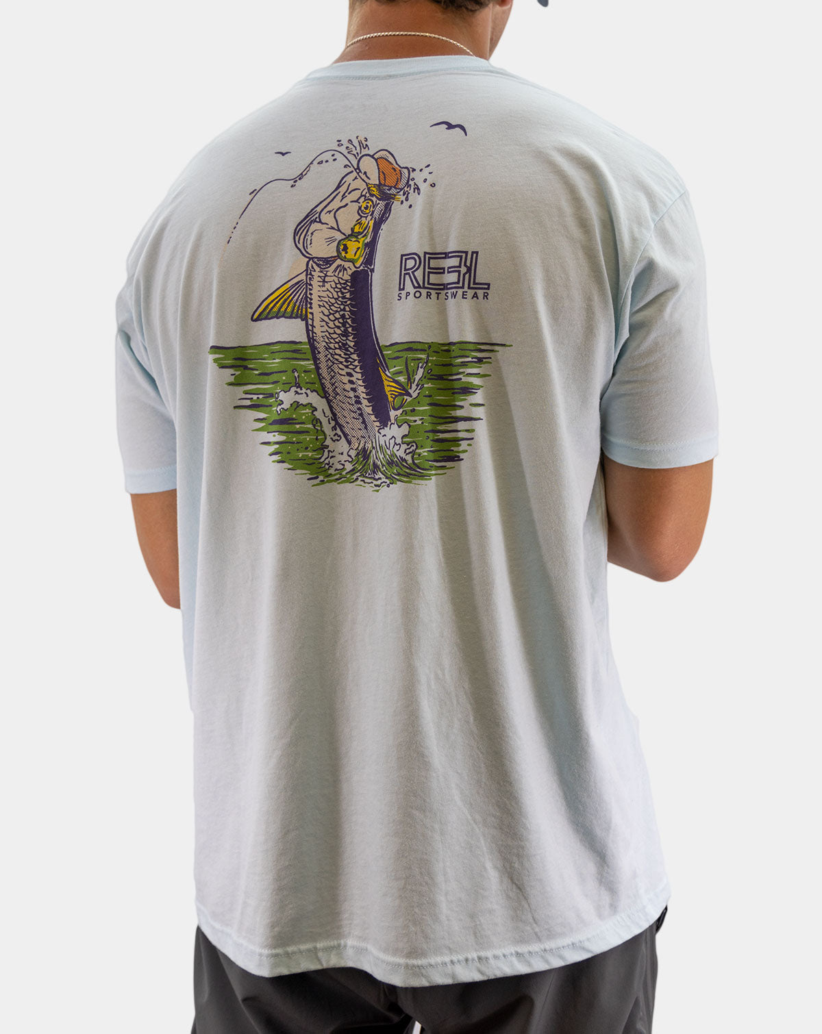 Reel Legends Shirt Mariner II Vented Stretch Fishing Fish Print Gray Mens XL